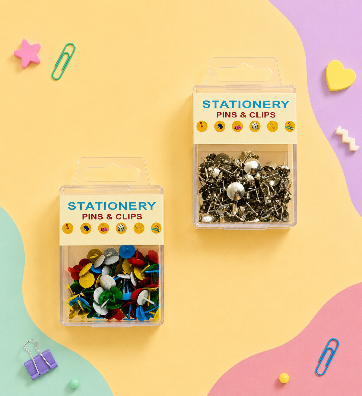 پونز جعبه ای وارداتی نقره ای و رنگی